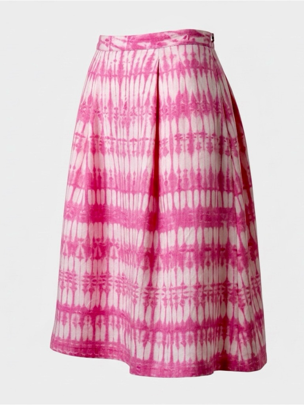 Michael Kors Pink White Silk Wool Tie-Dye A-Line Knee Skirt Sz 6 Made in Italy